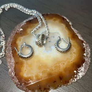 Lorenzo 925 970 18K Shrimp Pattern Two Tone Necklace Earrings Set